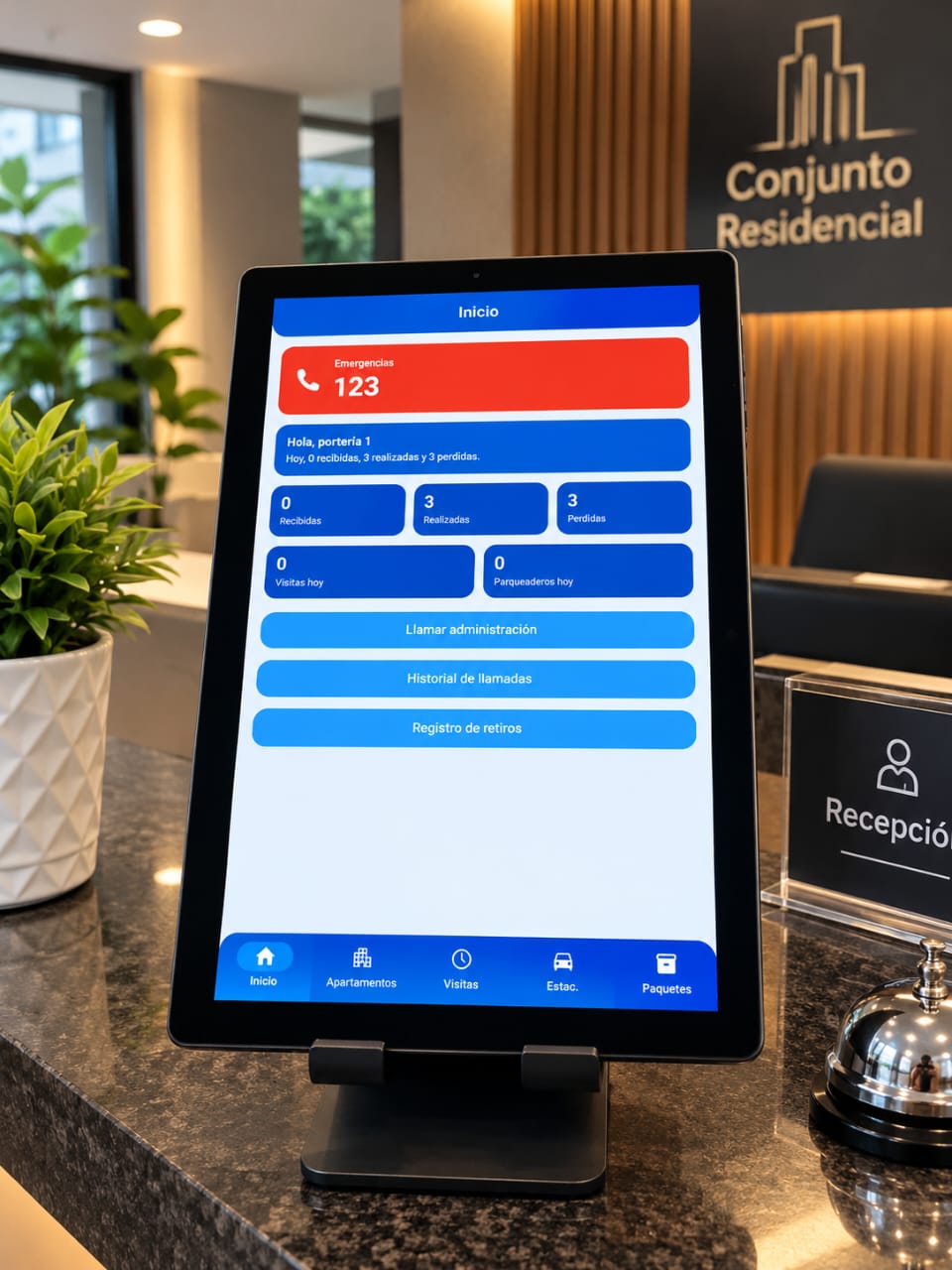 Tablet Bipho en portería con citofonía inteligente